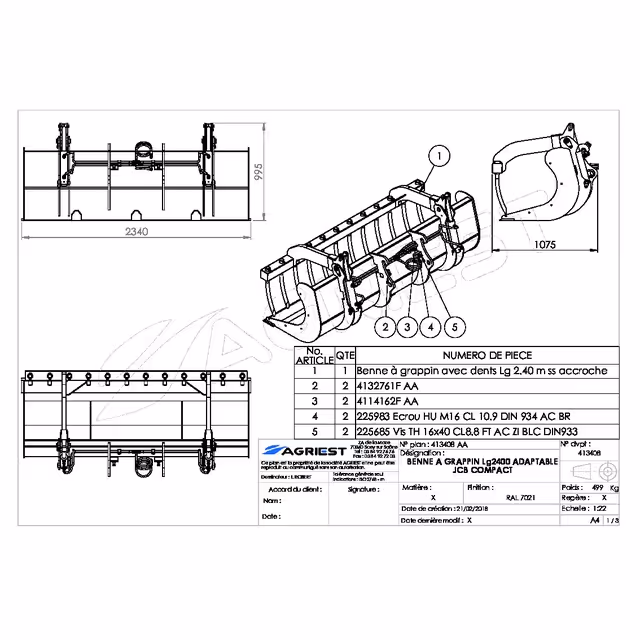 Benne a grappin ap-bg avc dtslg2400 m jcb compact