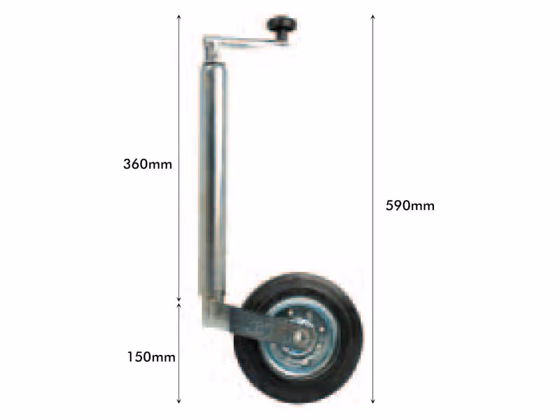 Béquille à roue, Ø Tube mm 42mm - avec fixation 150kg