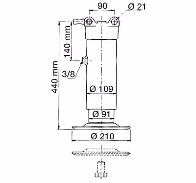 Béquille hydraulique remorque agricole seule 10 T Ø 91 mm 