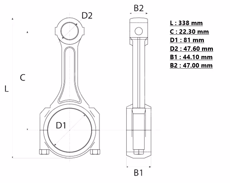 Bielle pour moteur JD 6076 - 6081 - 6466