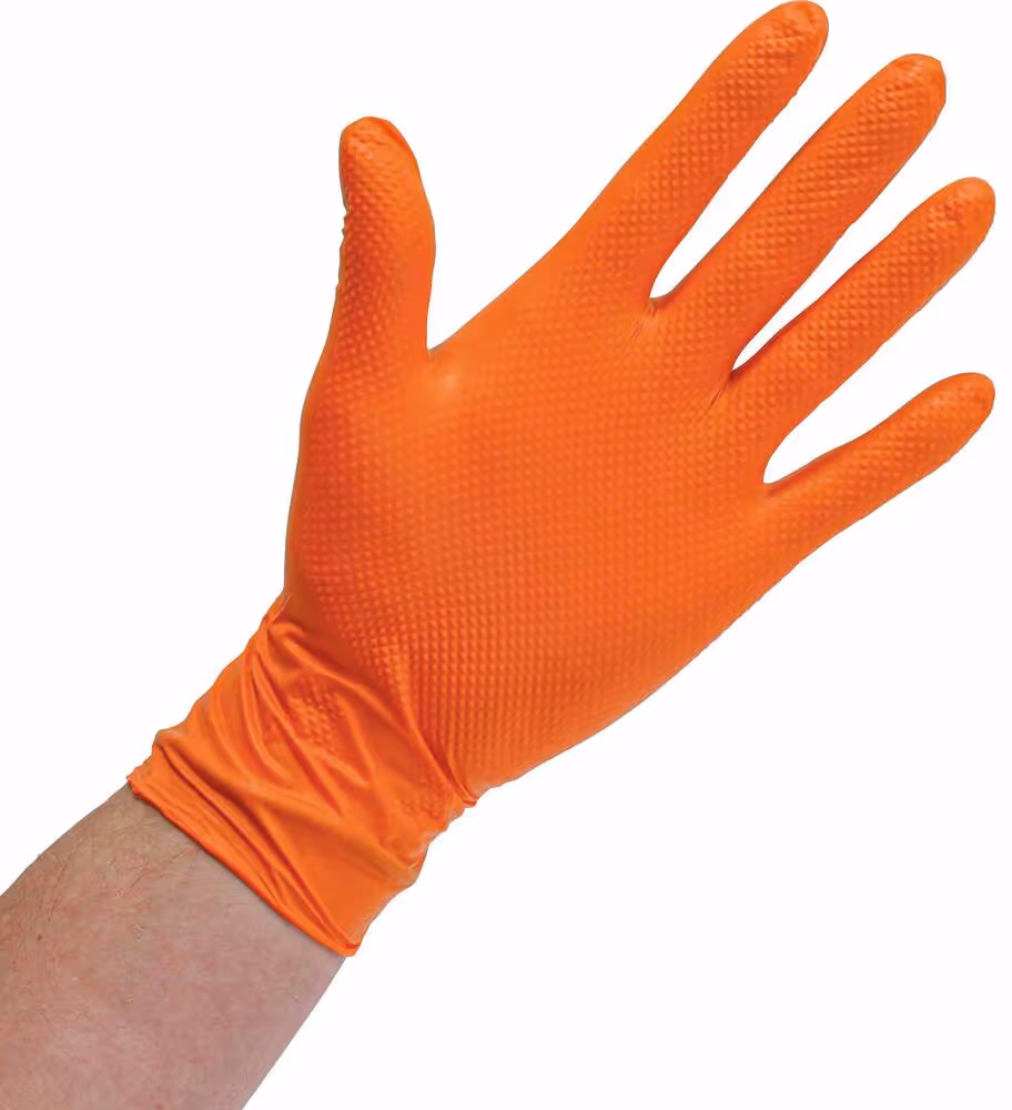 BOITE DE 90 GANTS ORANGE EN NITRILE EPAISSEUR 7 MIL - 8,4GR - TAILLE XL