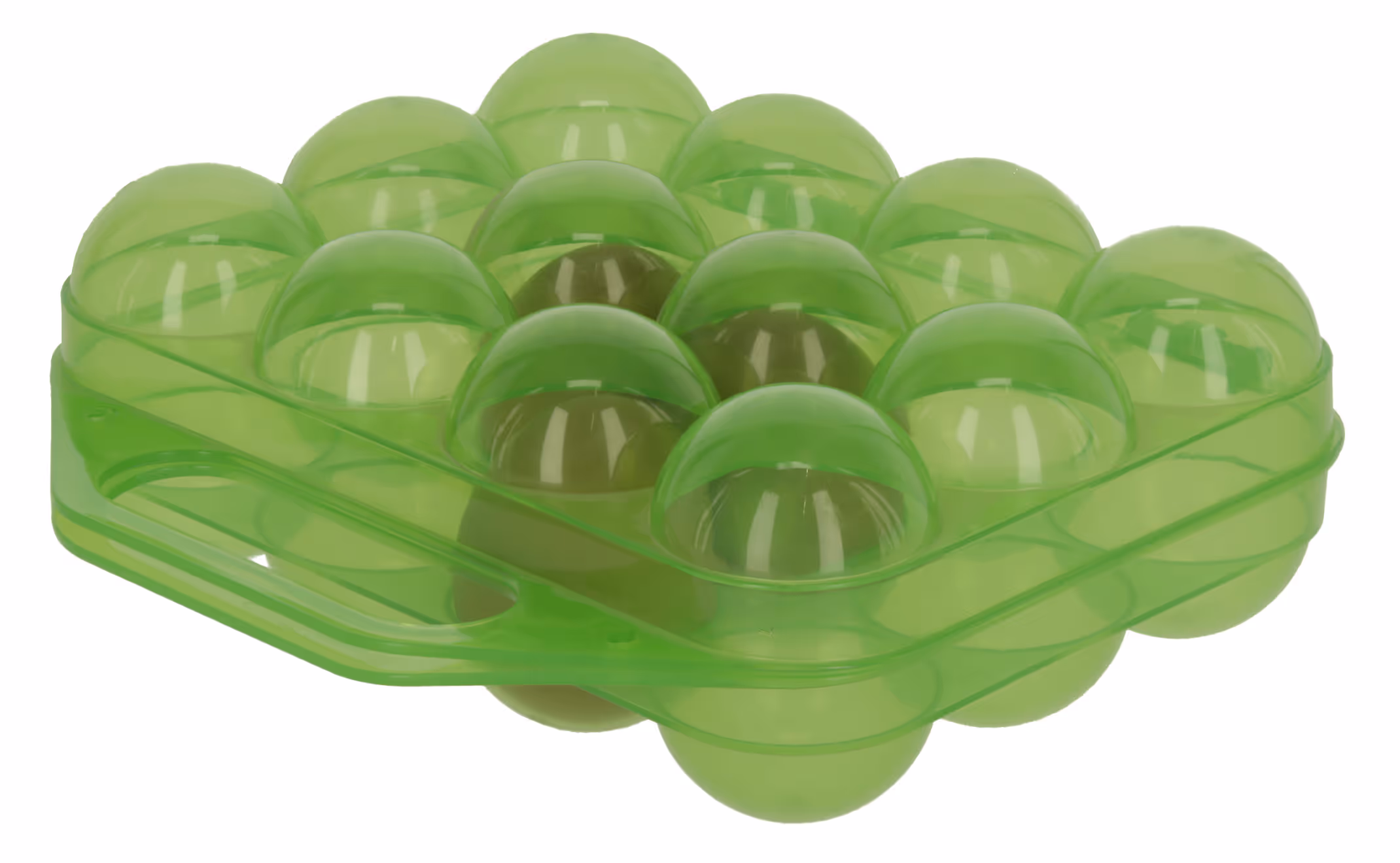 Boite de transport pour oeufs PP vert transparent, 12 oeufs