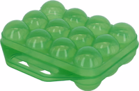 Boite de transport pour oeufs PP vert transparent, 12 oeufs