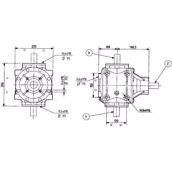 Boîter renvoi d'angle T-292B Comer industrie