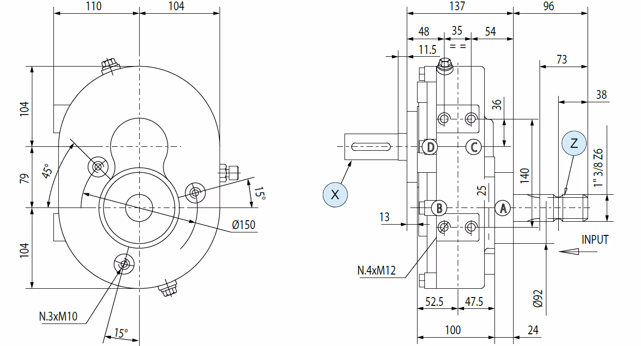 Boîtier de transmission A-3A 2:1 Comer industrie 602013 
