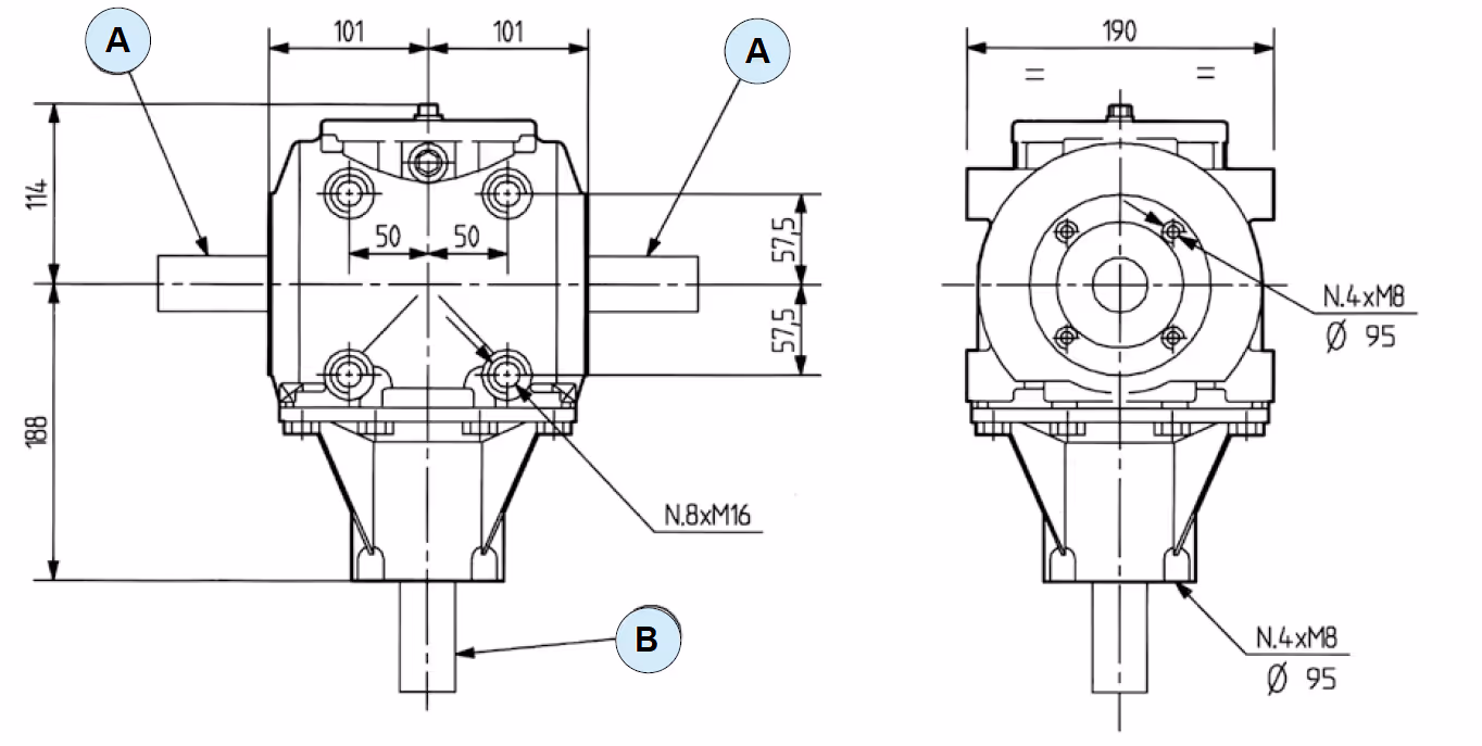 Boîtier de renvoi d'angle 2.91:1 Comer T-278A - 278014