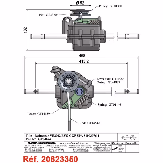 Boitier de traction pour castel garden (81003076/1)