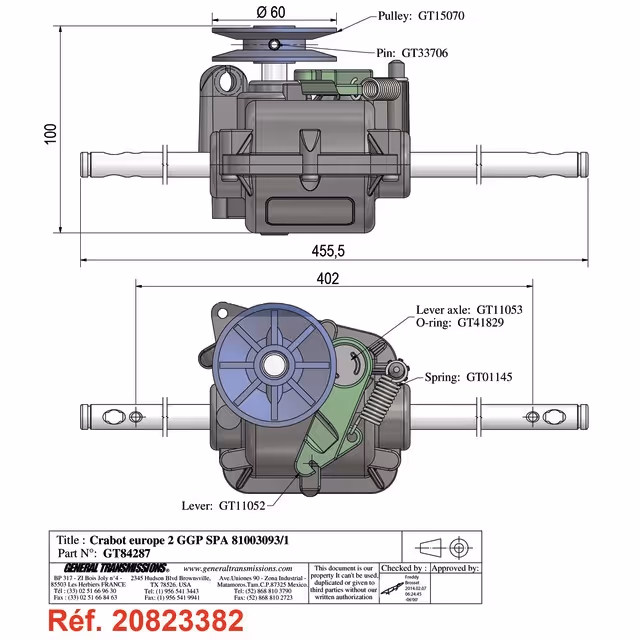 Boitier de traction pour castel garden (81003093/1)