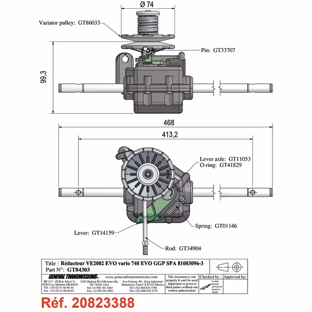 Boitier de traction pour castel garden (81003096/3)