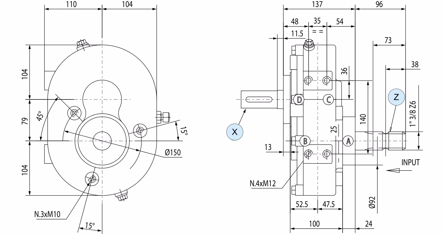Boîtier de transmission A-3A 1:1 Comer industrie 602018