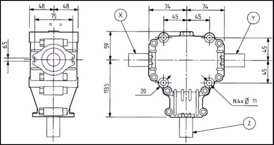 Boîtier L-25A 1,9:1 124020 - Comer industrie