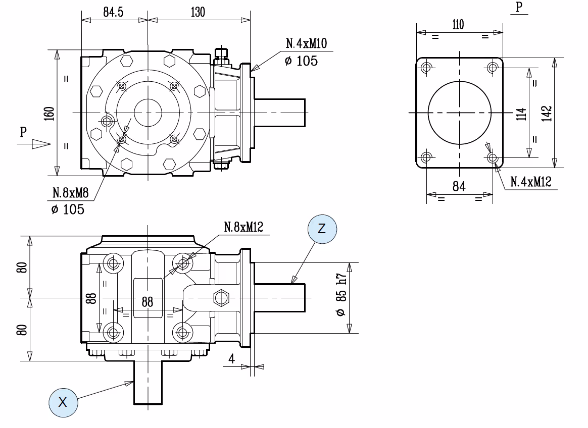 Boitier renvoi d'angle 1:3 Comer Industrie T-310J - 310875 origine