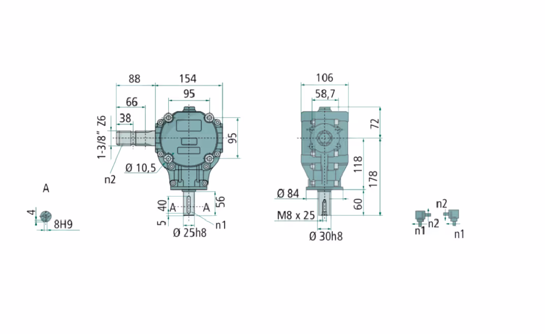 Boitier renvoi d'angle S1020 278R210 Bondioli Pavesi