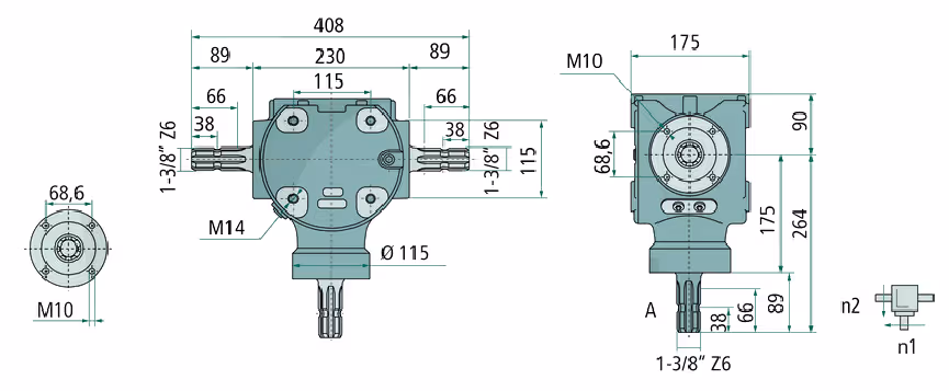 Boitier renvoi d'angle S2070100G111 Bondioli Pavesi