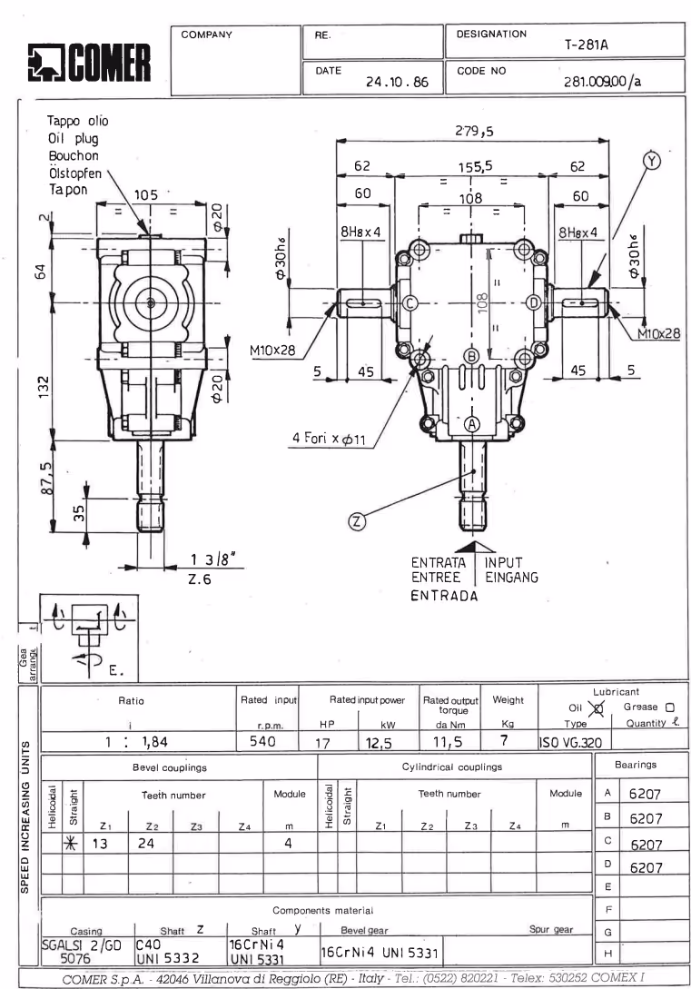 Boîtier T-281A 1:1,84 281009 - Comer industrie