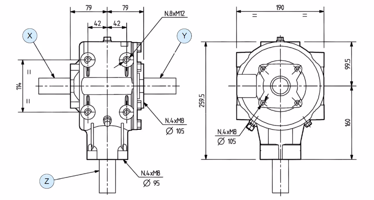 Boîtier T-304A 1:1,93 304006 - Comer industrie