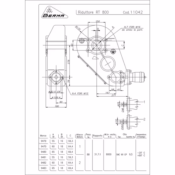 Boitier transmission 31,7:1 RT8006532 - Berma