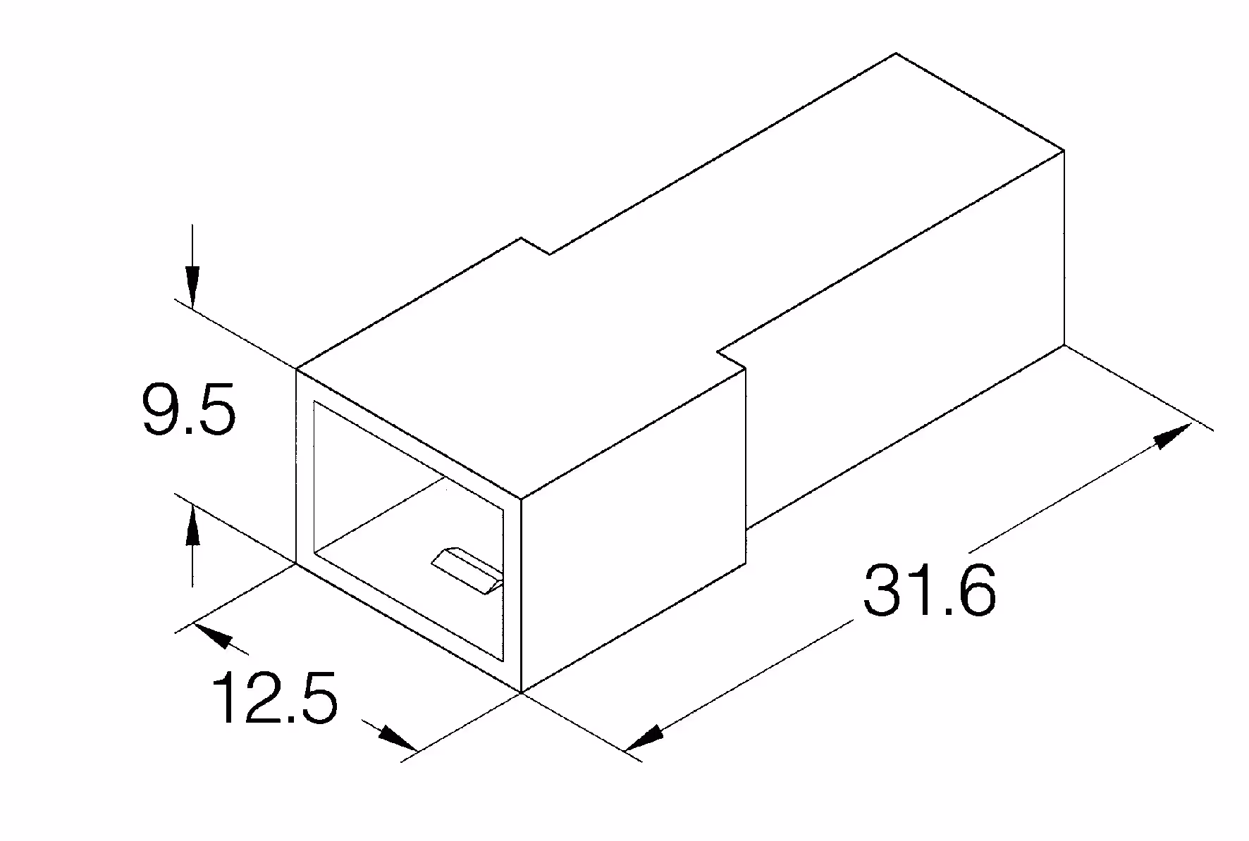 Boitiers unipolaires 6.35mm male nu 1 voie 9.5x12.5x31.6mm- lot de 100