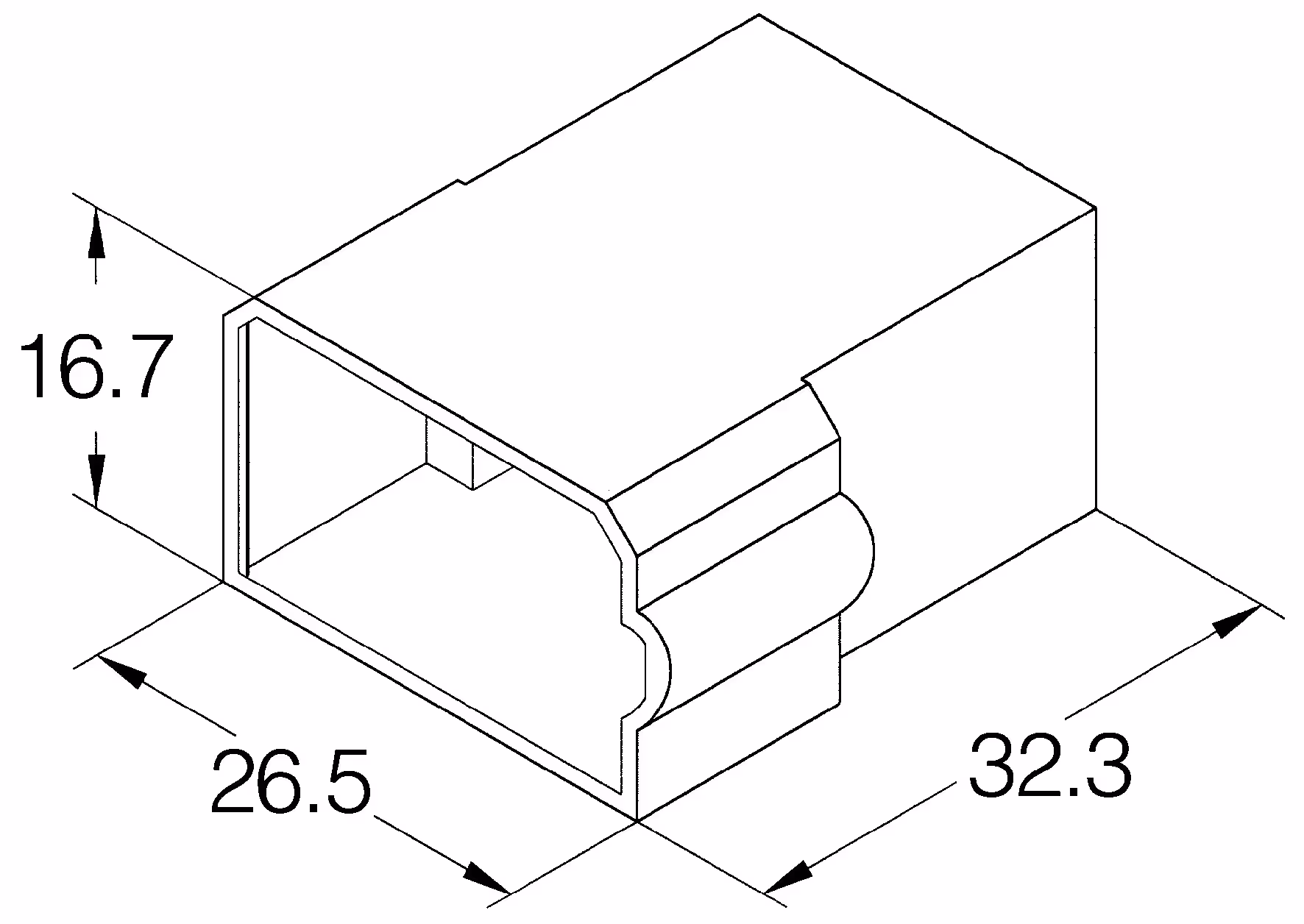 Boitiers unipolaires 6.35mm male nu 4 voies 16.7x26.5x32.3mm- lot de 100
