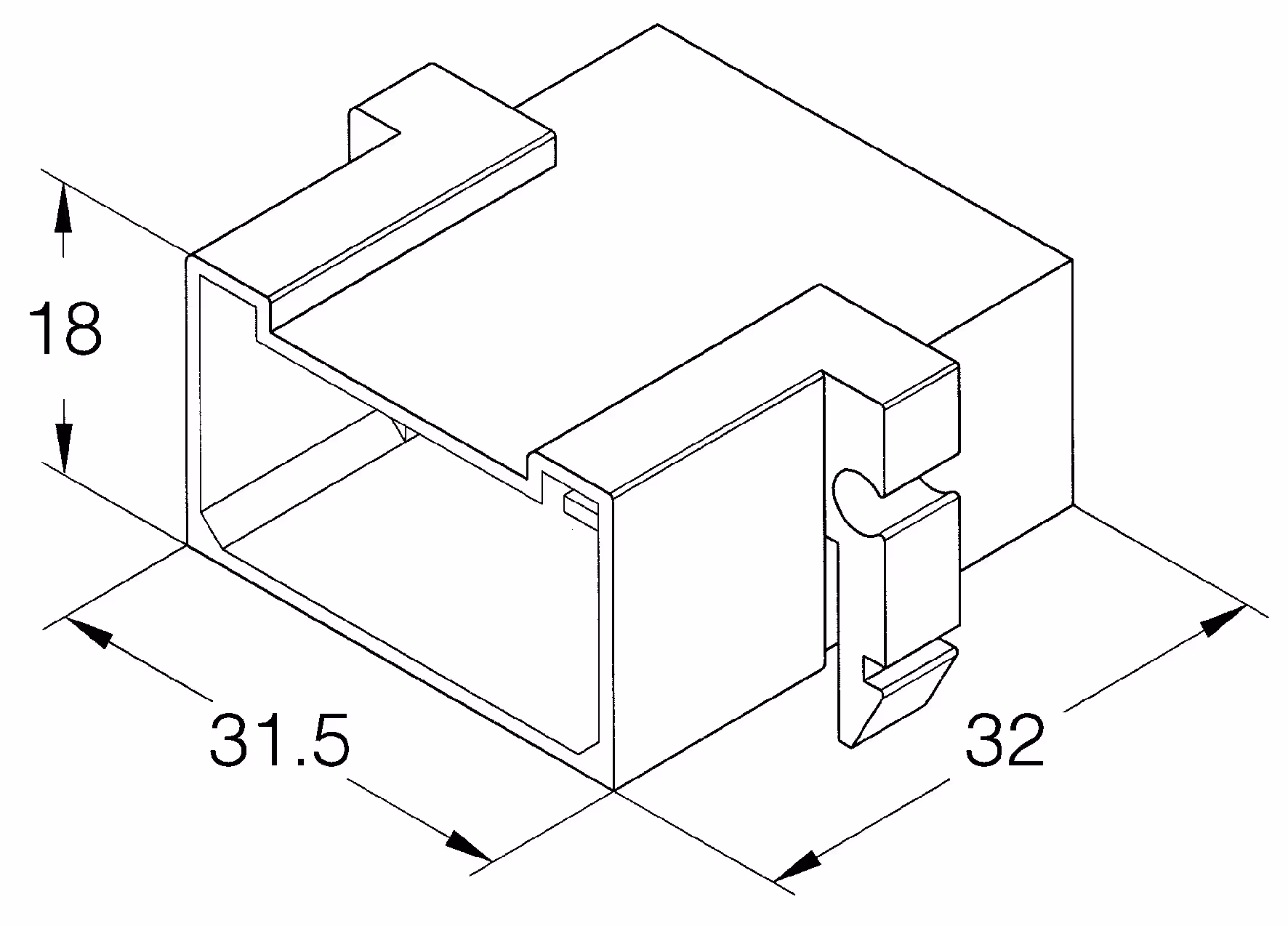 Boitiers unipolaires 6.35mm male nu 6 voies 18x31.5x32mm- lot de 100