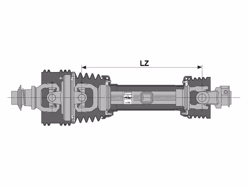 Bondioli & Pavesi Transmission Complète - Grand Angle - Un côté, Longueur (Lz): 1210mm, 1 3/8'' x 6 80° W.A. à à verrou, 1''3/8, 6 cannelures - ref CS6R121CEWR7007
