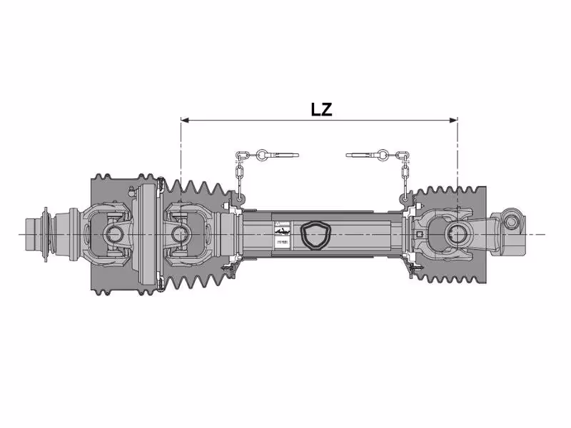 Bondioli & Pavesi Transmission Complète - Grand Angle - Un côté, Longueur (Lz): 1210mm, 1 3/8'' x 6 80° W.A. à à verrou, 1''3/8, 6 cannelures - ref 7G8R121CEWS7007