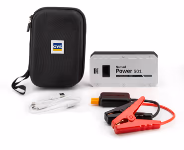 Booster Lithium GYS - NOMAD POWER 501 - 3 en 1 - Démarreur autonome/Booster batterie Lithium portable 1200A - Compatible véhicules 12V (moto, voiture) - Démarrage sécurisé - Batterie externe 3Ah (PowerBank) - Lampe LED - Écran LCD