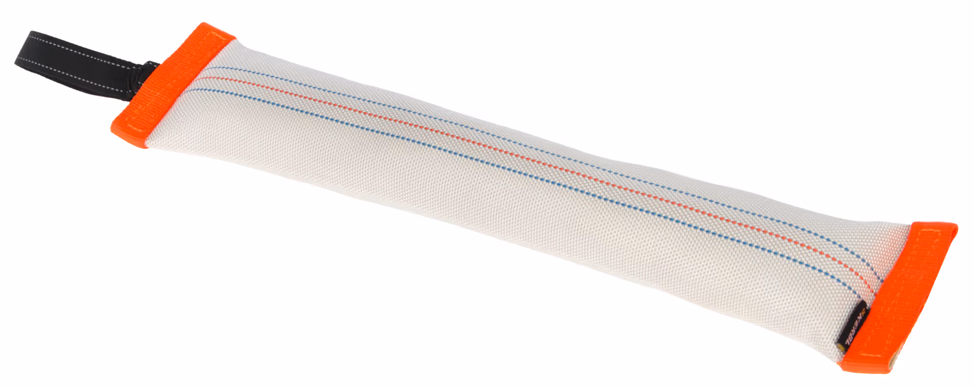 Boudin de mordant pour chien orange fluo/blanc, 10x50cm