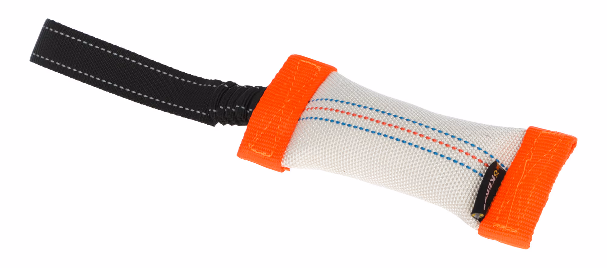 Boudin de mordant pour chien orange fluo/blanc, 6x16cm