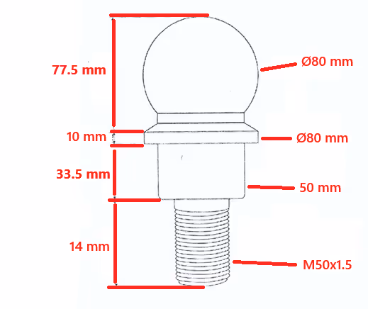 BOULE K80 FIXATION : ECROU CRENELLE