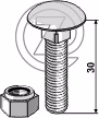Boulon à tête bombée avec écrou à freinage interne adaptable M8 x 1,25 - 8.8