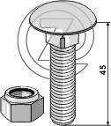 Boulon à tête bombée avec écrou à freinage interne adaptable pour racloirs - M12 x 1,75 - 8.8