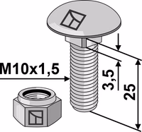 Boulon à tête bombée M10x1,5x25 avec écrou à freinage interne