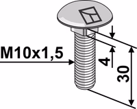 Boulon à tête bombée M10x1,5x30 sans écrou