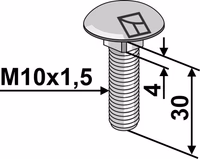 Boulon à tête bombée M10x1,5x30 sans écrou