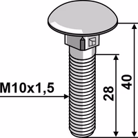 Boulon à tête bombée M10x1,5x40 - galvanisé