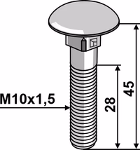 Boulon à tête bombée M10x1,5x45 - galvanisé