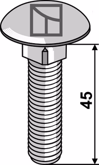 Boulon à tête bombée M12x1,75x45 - galvanisé