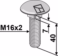 Boulon à tête bombée M16x2x40 sans écrou