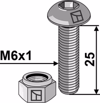 Boulon à tête bombée M6x1x25 avec six pans creux