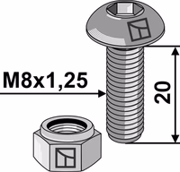 Boulon à tête bombée M8x1,25x20 avec six pans creux