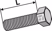 Boulon à tête hexagonal M10x1,5x30 sans écrou - galvanisée