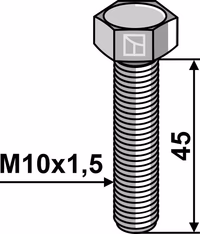 Boulon à tête hexagonal M10x1,5x45 sans écrou - galvanisée