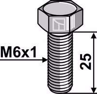 Boulon à tête hexagonal M6x1x25 sans écrou - galvanisée