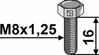 Boulon à tête hexagonal M8x1,25x16 sans écrou - galvanisée