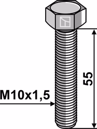 Boulon à tête hexagonale M10x1,5x55 sans écrou