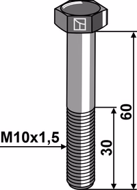 Boulon à tête hexagonale M10x1,5x60 sans écrou