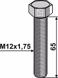 Boulon à tête hexagonale M12x1,75x65 sans écrou