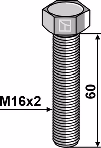 Boulon à tête hexagonale M16x2x60 sans écrou