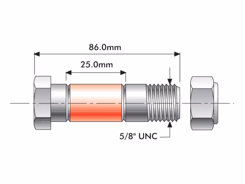 Boulon de sécurité - 5/8'' x 86mm, Rouge, Classe 8.8 Correspond à: 900486 - Vendu par 10